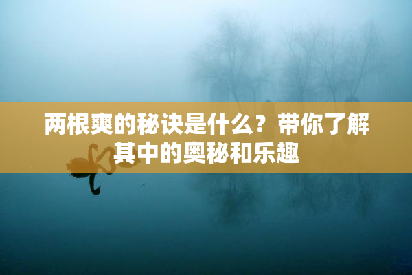 两根爽的秘诀是什么？带你了解其中的奥秘和乐趣