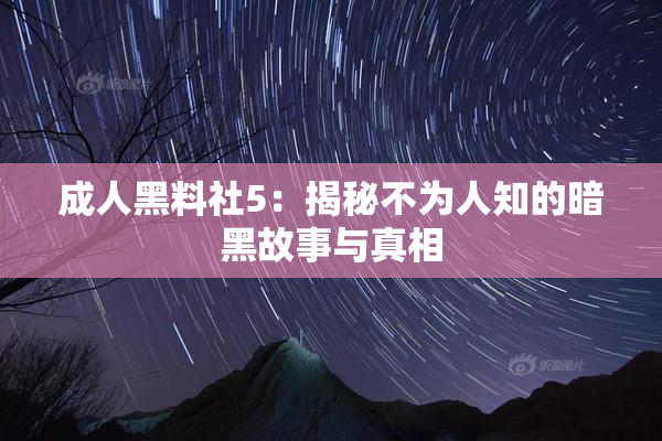 成人黑料社5：揭秘不为人知的暗黑故事与真相