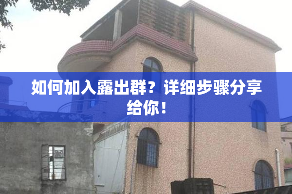 如何加入露出群？详细步骤分享给你！