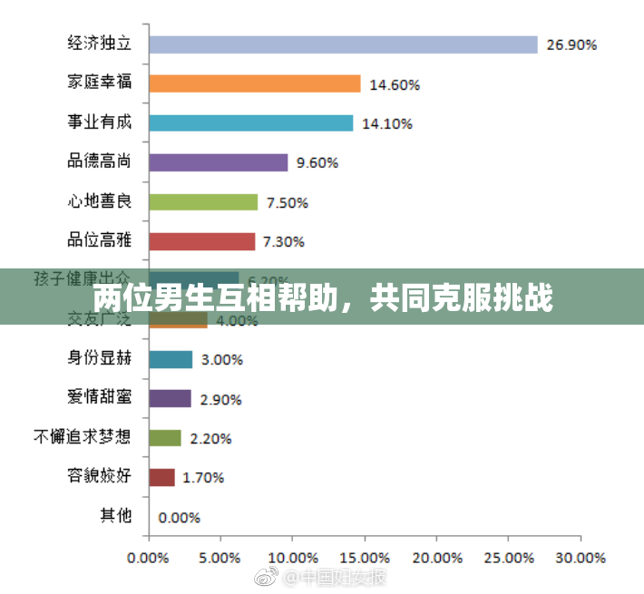 两位男生互相帮助，共同克服挑战