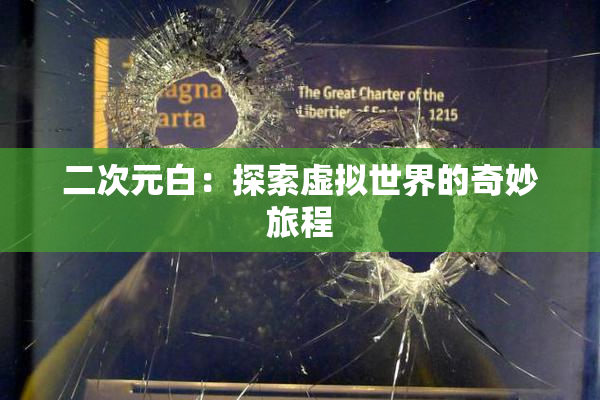 二次元白：探索虚拟世界的奇妙旅程