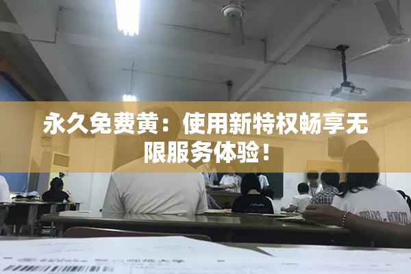 永久免费黄：使用新特权畅享无限服务体验！