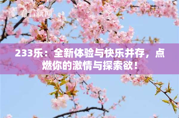 233乐：全新体验与快乐并存，点燃你的激情与探索欲！