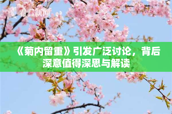 《菊内留重》引发广泛讨论，背后深意值得深思与解读